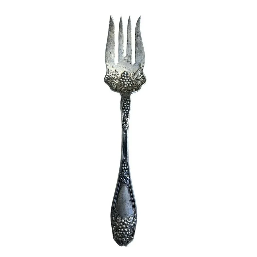 RCCO Bouquet Plate Vendome‎ Silverplate Meat Fork 8 1/2”
